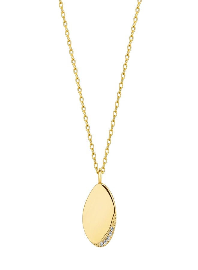 KICKGY Gold Pendant Necklace for Women,Dainty Gold Necklace 14K Gold Plated Oval Diamond Necklace Simple Gold Choker Necklaces Cute Necklaces for Women Fashion Gold Jewelry Gifts - Image 1